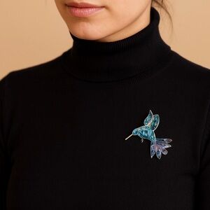 Vintage Signed Mexico 925 Sterling Silver Taxco Hummingbird Accent Broach 2 inch